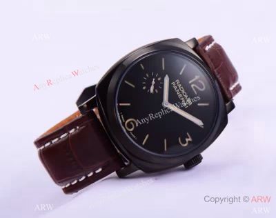 Copy Radiomir Panerai Black Case Brown Leather Watch